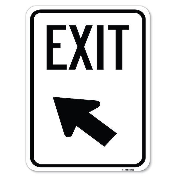 Exit Sign Exit W/ Left Arrow Heavy-Gauge Alum Rust Proof Parking Sign, 18" H, 24" L, A-1824-24032